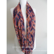 Fashion floral print polyester voile infinity scarf